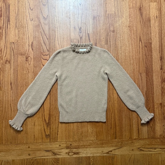 Doen Assis Alpaca Blend Ruffle Trim Sweater in Camel size XS - Picture 2 of 14